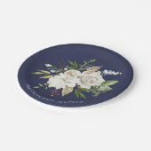 Navy & White Rose Flowers Shower 7-inch Bord (Gekanteld)