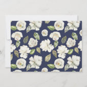 Navy White Roses Bloemen Bruidsdouche Uitnodiginge Kaart (Achterkant)