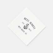 Navy & White Rustic Anchor Logo Bootnaam Servet (Hoek)