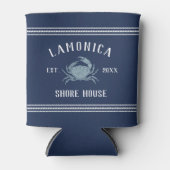 Navy & White Rustic Crab Personalized Shore House Blikjeskoeler (Voorkant)