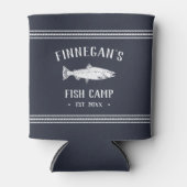 Navy & White Rustic Vist Cabin Personalized Blikjeskoeler (Voorkant)