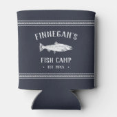 Navy & White Rustic Vist Cabin Personalized Blikjeskoeler (Achterkant)