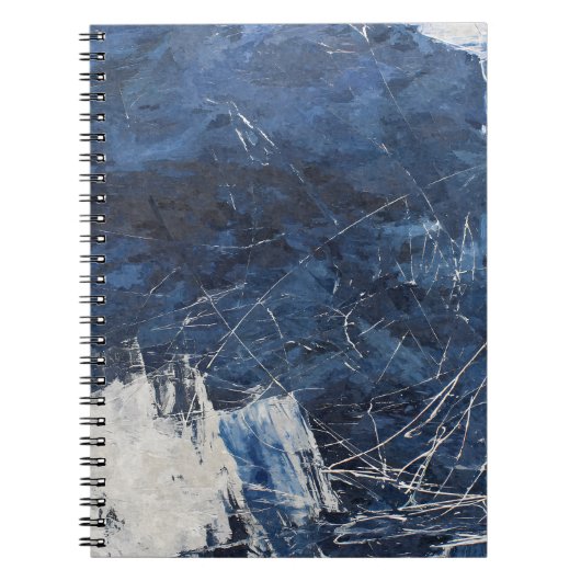 Navy White Scratch Textuur Abstract Notitieboek (Voorkant)