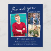 Navy White Script 3 Foto Afstuderen Bedankt (Voorkant)