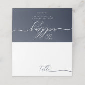 Navy White Script Lettertypetabel Plaatskaartje (Buitenkant ongevouwen)
