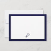 Navy White Script Monogram Typografische naam Kaart (Achterkant)