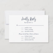 Navy White Script Typografie Menu Keuze RSVP (Voorkant)