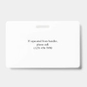 Navy White Servicehond 3 Logo & Foto ID Badge (Achterkant)