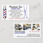 Navy White Simple Barber Pole-schaar, aangepaste f Visitekaartje (Voorkant / Achterkant)