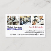 Navy White Simple Barber Pole-schaar, aangepaste f Visitekaartje (Achterkant)