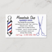 Navy White Simple Barber Pole-schaar, aangepaste f Visitekaartje (Voorkant)