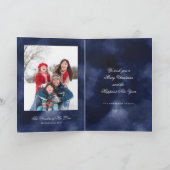 Navy White Snowflake-kerstfeestdag - Fotokaart Feestdagen Kaart (Binnen)