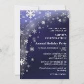 Navy White Snowflakes Corporate Holiday Party Kaart (Voorkant)