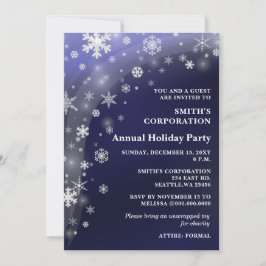 Navy White Snowflakes Corporate Holiday Party Kaart