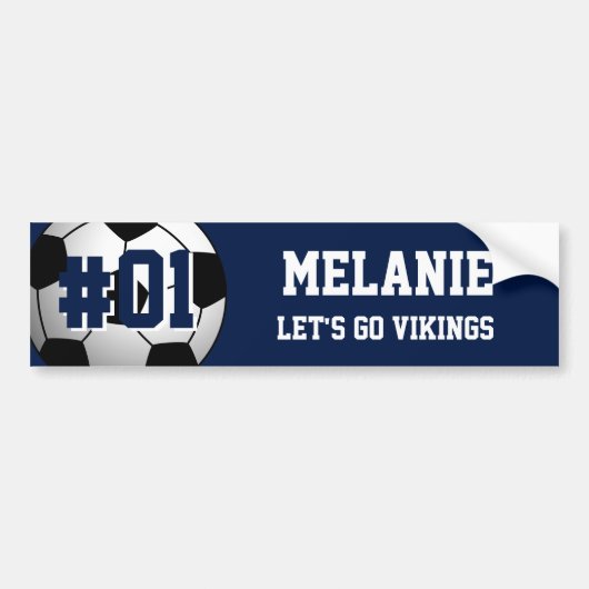 Navy White Soccer Team Bumpersticker (Voorkant)