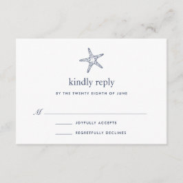 Navy & White Starfish RSVP-kaart RSVP Kaartje