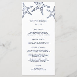 Navy & White Starfish Wedding Menu Kaart
