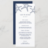 Navy & White Starfish Wedding Menu Kaart (Voorkant / Achterkant)