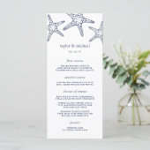 Navy & White Starfish Wedding Menu Kaart (Staand voorkant)