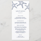 Navy & White Starfish Wedding Menu Kaart (Voorkant)