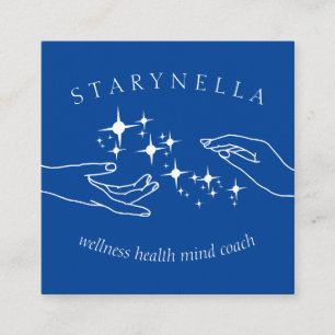 Navy White Stars Energie Handen Reiki Therapie Vierkante Visitekaartje
