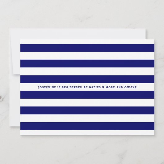 Navy & White Stripe Faux Gold Boy Baby shower Kaart (Achterkant)