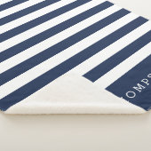 Navy & White Stripe gepersonaliseerd Sherpa Deken (3/4)
