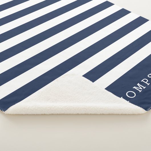 Navy & White Stripe gepersonaliseerd Sherpa Deken (3/4)