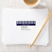 Navy White Stripe Navy Blue Ribbon Name Monogram Etiket (Insitu)