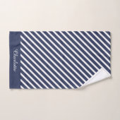 NAVY WHITE STRIPE PERSONALIZED BATHROOM TOWEL SET BAD HANDDOEK (Handdoek)