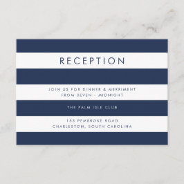 Navy & White Stripe Receptie Kaart