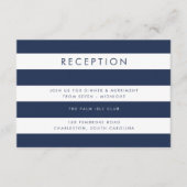 Navy & White Stripe Receptie Kaart (Voorkant)