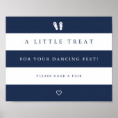 Navy & White Stripe Wedding Flip Flop Sign Poster (Voorkant)