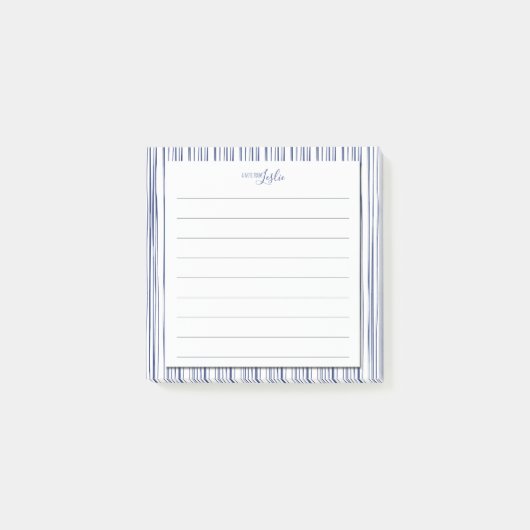 Navy & White striped A Note from Monogram notebook (Voorkant)