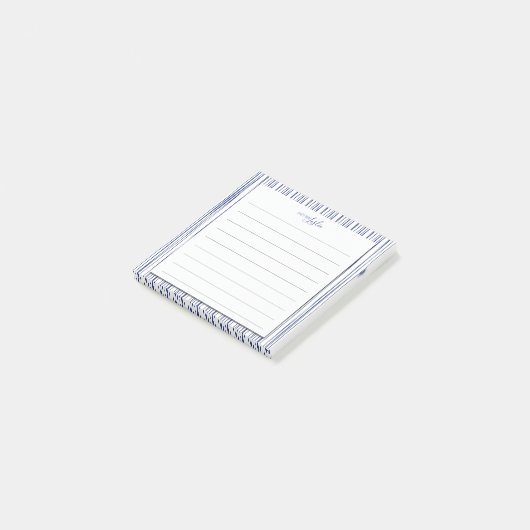 Navy & White striped A Note from Monogram notebook (Schuin)