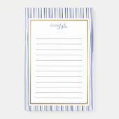 Navy & White Striped Pattern A Note from Notepad (Voorkant)