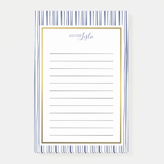 Navy & White Striped Pattern A Note from Notepad (Voorkant)