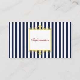 Navy, White Stripes met Yellow Scrolls Info Kaart