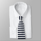 Navy White Stripes Pattern Classy Elegant Stropdas (Gebonden)