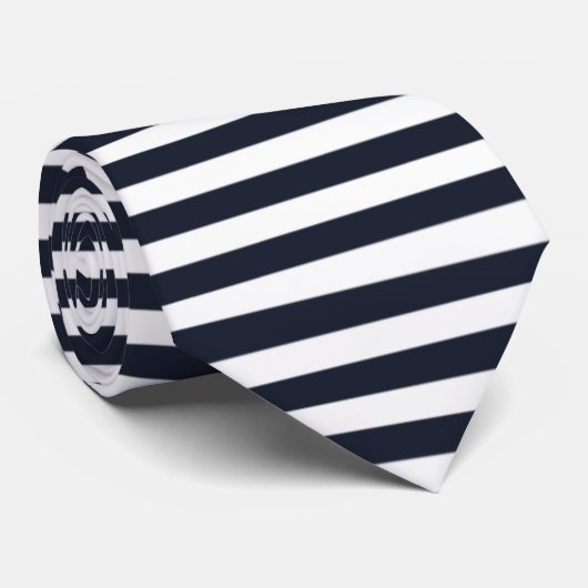 Navy White Stripes Pattern Classy Elegant Stropdas (Opgerold)