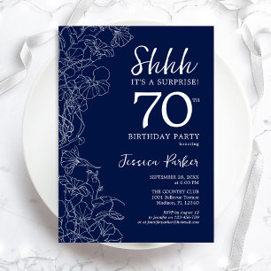 Navy White Surprise 70th Birthday Kaart