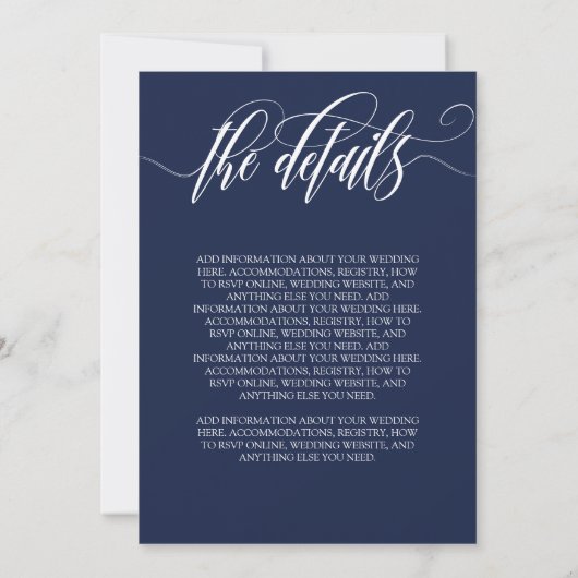 Navy White Typography Informal 2 in 1 Wedding Kaart (Achterkant)