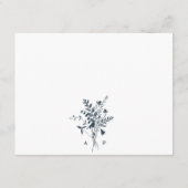 Navy & White Wildflower Boeket Bruiloft Details Informatiekaartje (Achterkant)