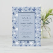 Navy & White Winter Stars Gepersonaliseerd Baby sh Kaart (Staand voorkant)