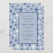 Navy & White Winter Stars Gepersonaliseerd Baby sh Kaart (Voorkant / Achterkant)