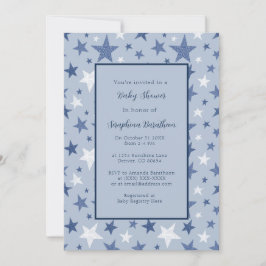 Navy & White Winter Stars Gepersonaliseerd Baby sh Kaart
