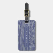 Navy White Wood Grain Abstract Pattern Bagagelabel (Voorkant verticaal)