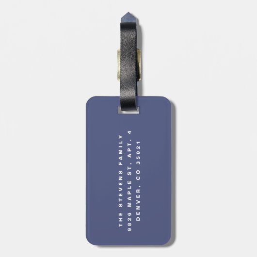 Navy White Wood Grain Abstract Pattern Bagagelabel (Achterkant verticaal)