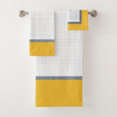 Navy White Yellow Eastern Geometric Pattern Bad Handdoek (Insitu)