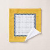 Navy White Yellow Eastern Geometric Pattern Bad Handdoek (Wasdoekje)